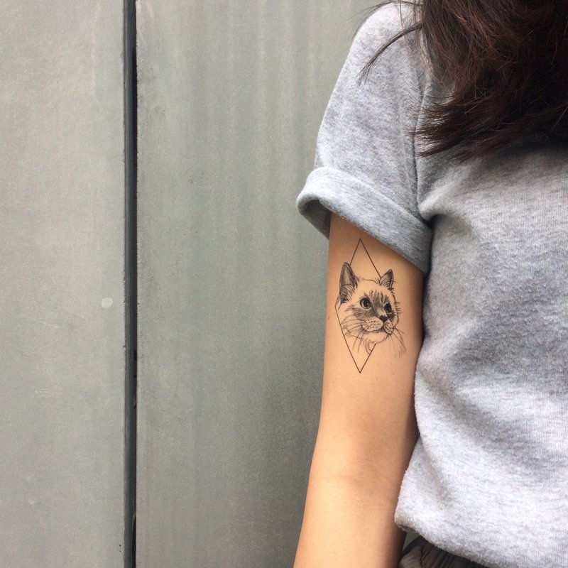 cottontatt 猫 几何 手绘 纹身贴纸 - 纹身贴 - 纸 黑色