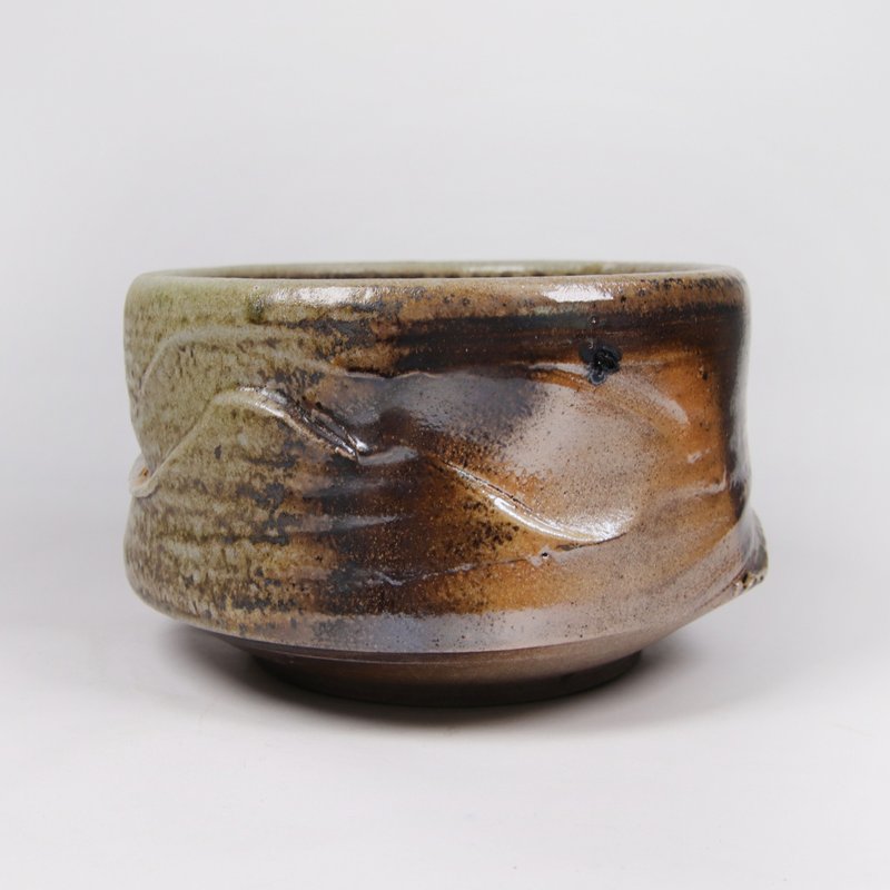 明芽窑 l 柴烧备前落灰水方茶洗 茶碗 陶器 陶艺品 茶具 H6 - 茶具/茶杯 - 陶 灰色