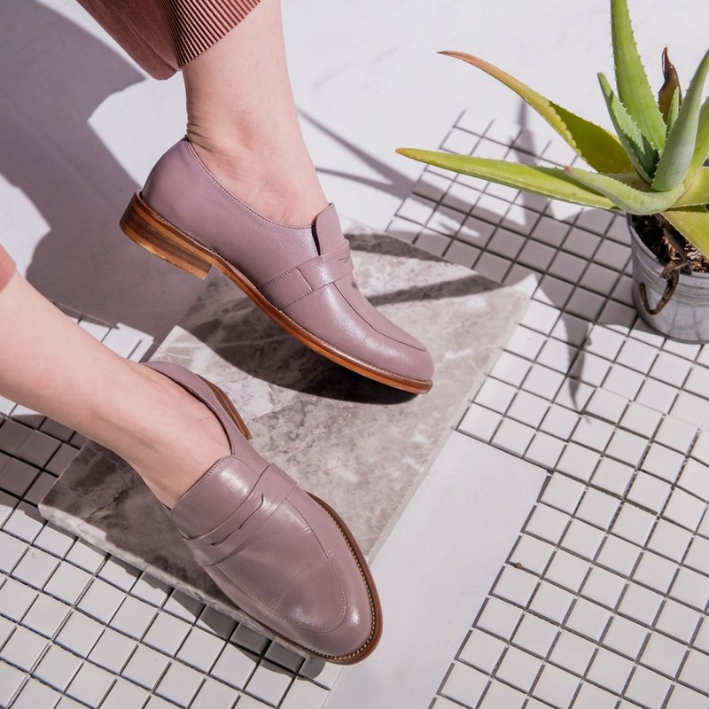 e cho简约优雅小羊皮乐福鞋Ec37藕紫 - 女款休闲鞋 - 真皮 紫色