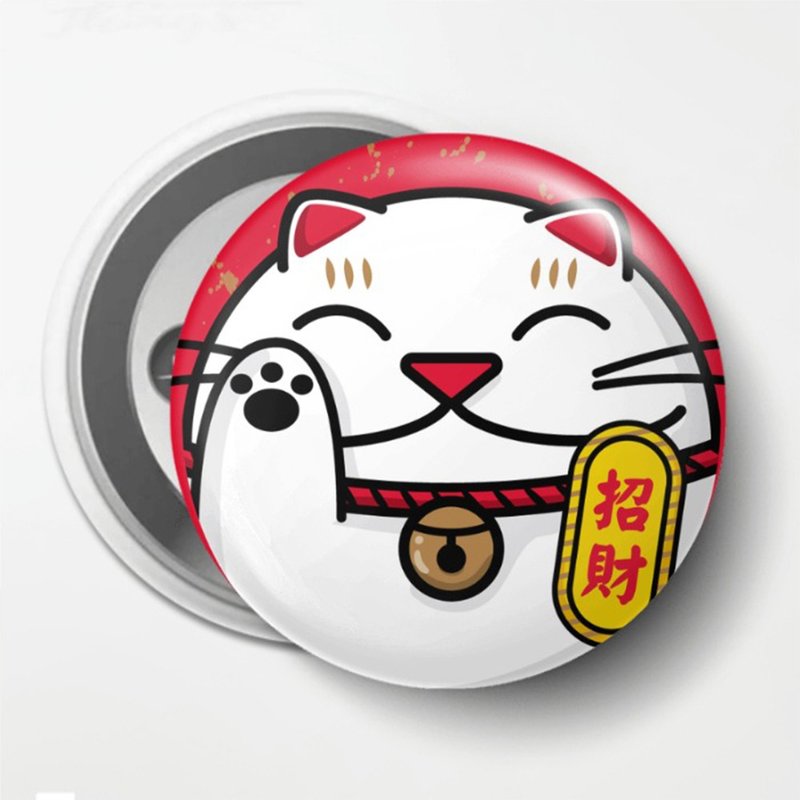 招财猫胸章 - 徽章/别针 - 塑料 红色