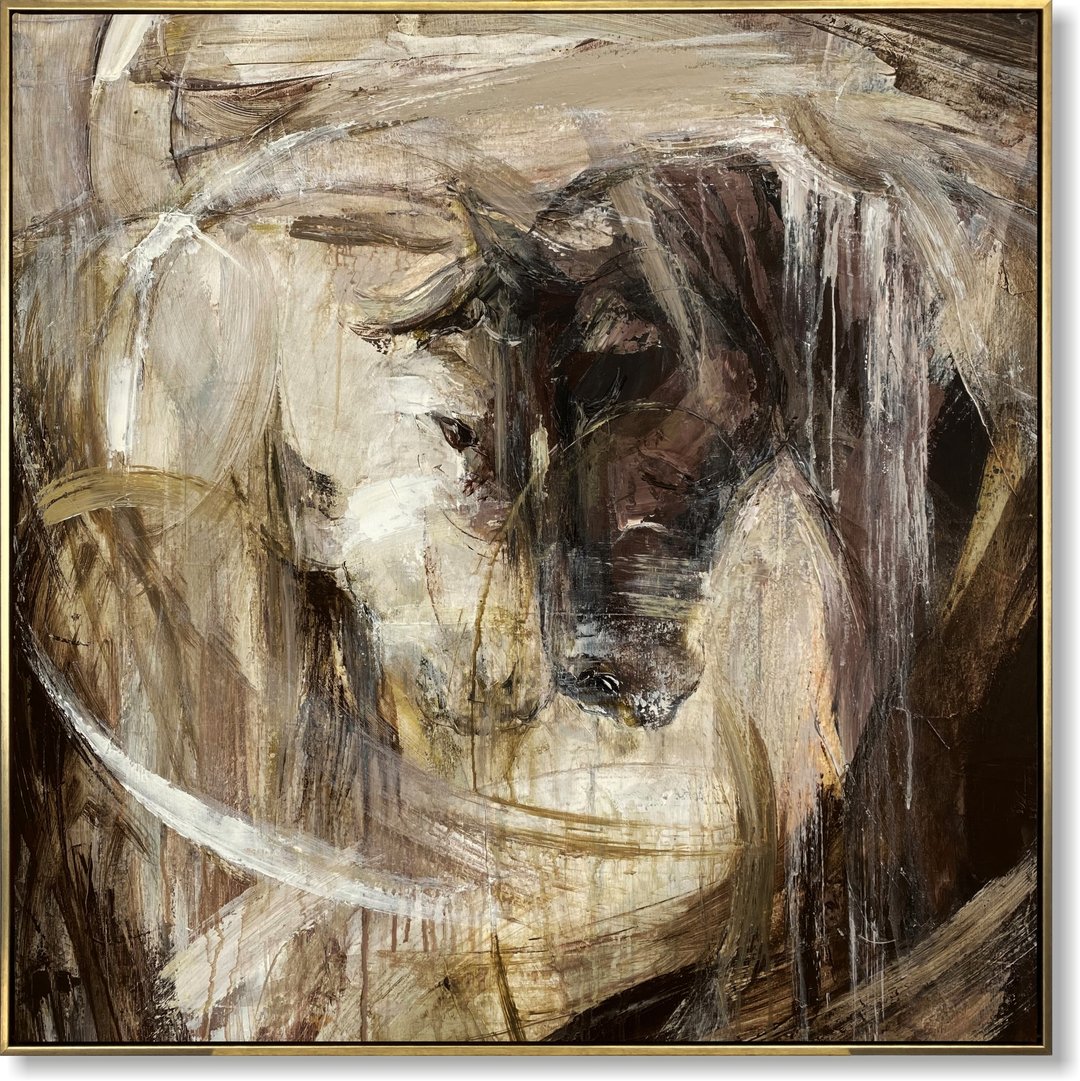 画布上的马油画抽象马爱画马艺术 - 墙贴/壁贴 - 压克力 多色