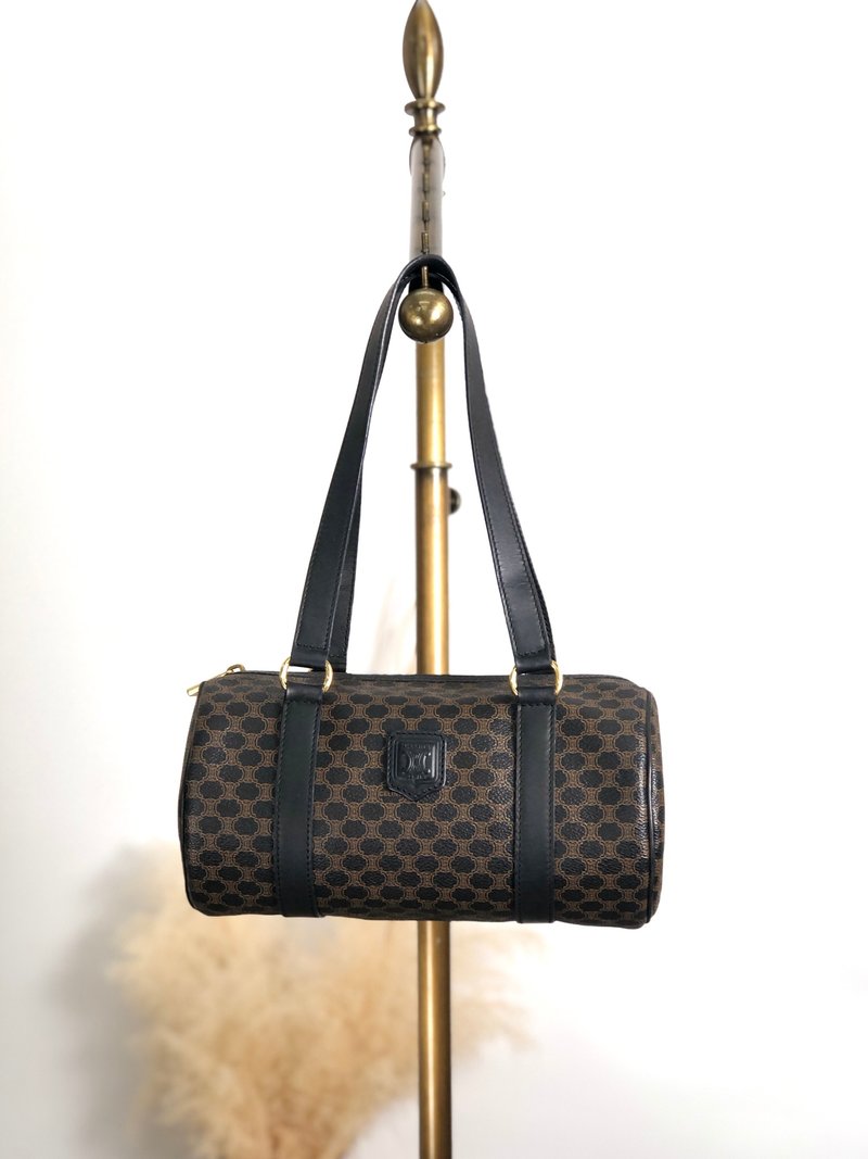 【日本直送，品牌二手包】CELINE Macadam 托特包，黑blazon 压花 PVC/皮革卷包，复古 etm​​2ud - 手提包/手提袋 - 防水材质 黑色