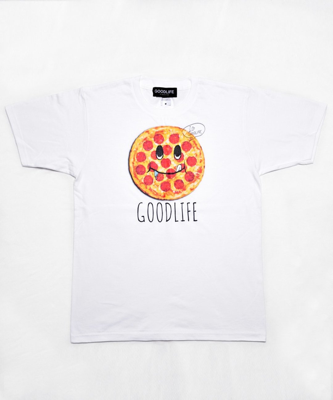 Good Life Tokyo "PIZZA FACE" WHITE MENS - 男装上衣/T 恤 - 棉 白色
