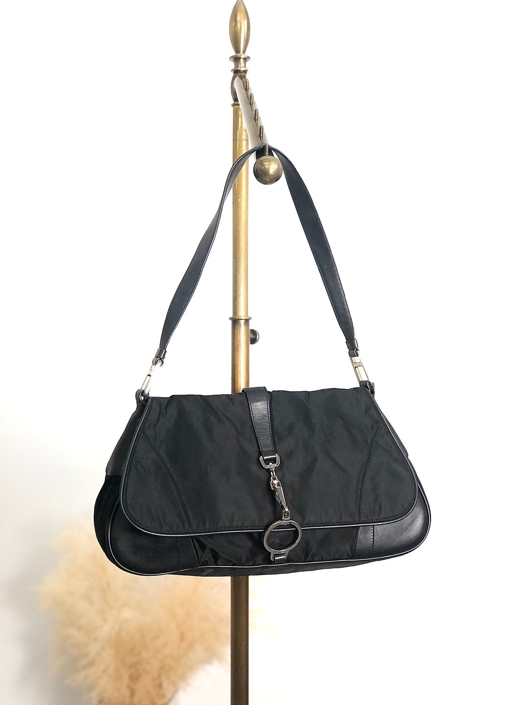 【日本直送 名牌二手包】PRADA 普拉达 侧背包 黑色 经典扣饰 三角标志 尼龙 单肩包 dwjuwu - 侧背包/斜挎包 - 尼龙 黑色