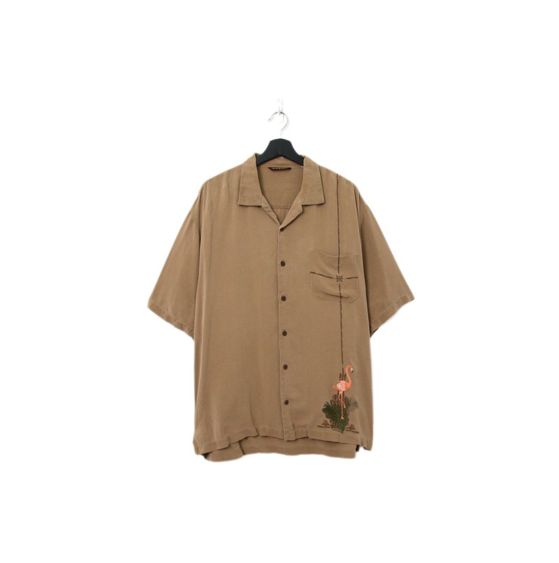 Back to Green-夏威夷衬衫 彩色刺绣 红鹤 ht-21/vintage shirts - 男装衬衫 - 棉．麻 