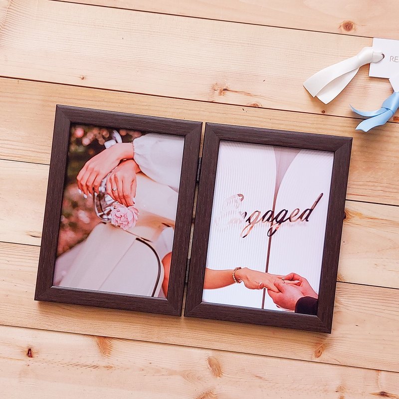 深棕色木纹5x7寸对开相框【布朗尼】 - 摆饰 - 木头 咖啡色