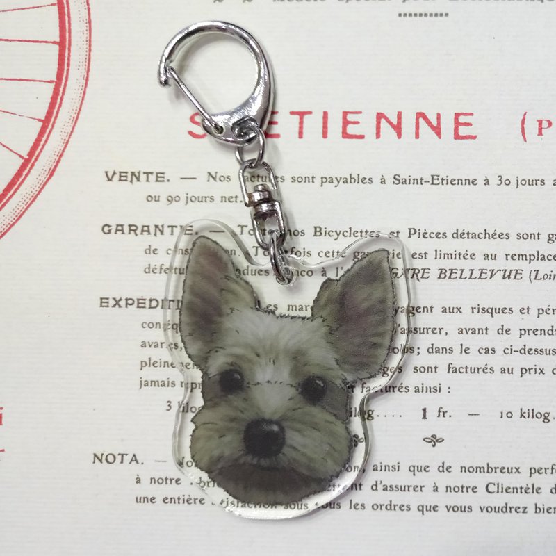 约克夏-压克力吊饰(钥匙圈)双层 - 钥匙链/钥匙包 - 压克力 