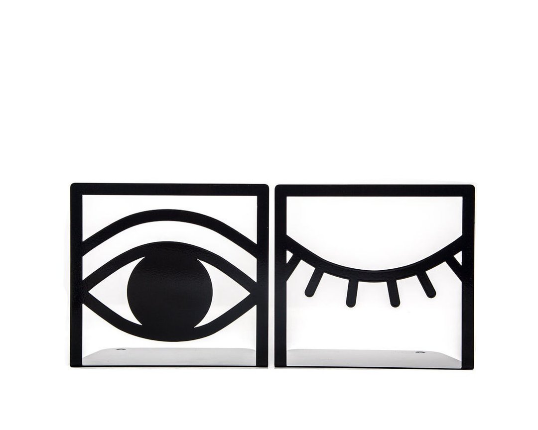 A pair of unique bookends Eys One Eye Closed One Eye opened // FREE SHIPPING // - 摆饰 - 其他材质 黑色