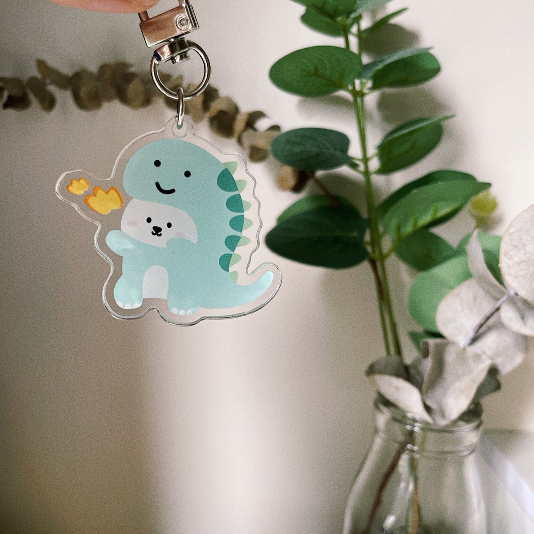 _smallthings 白丸星球/白丸恐龙锁匙扣 - 钥匙链/钥匙包 - 压克力 黄色