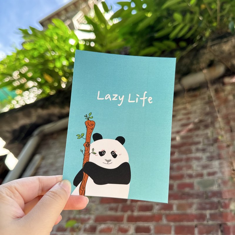 Daily a HA 明信片/卡片 力量系熊猫阿Q Lazy Life (天空蓝) - 卡片/明信片 - 纸 多色