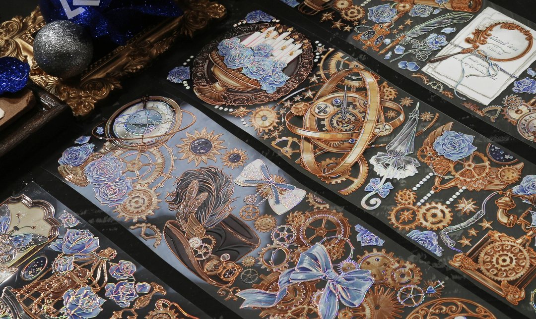 機械迷情 賽博龐克 巨畫幅 PET 和紙膠帶 鐳射燙金 10米卷 台灣製 - 纸胶带 - 其他材质 多色