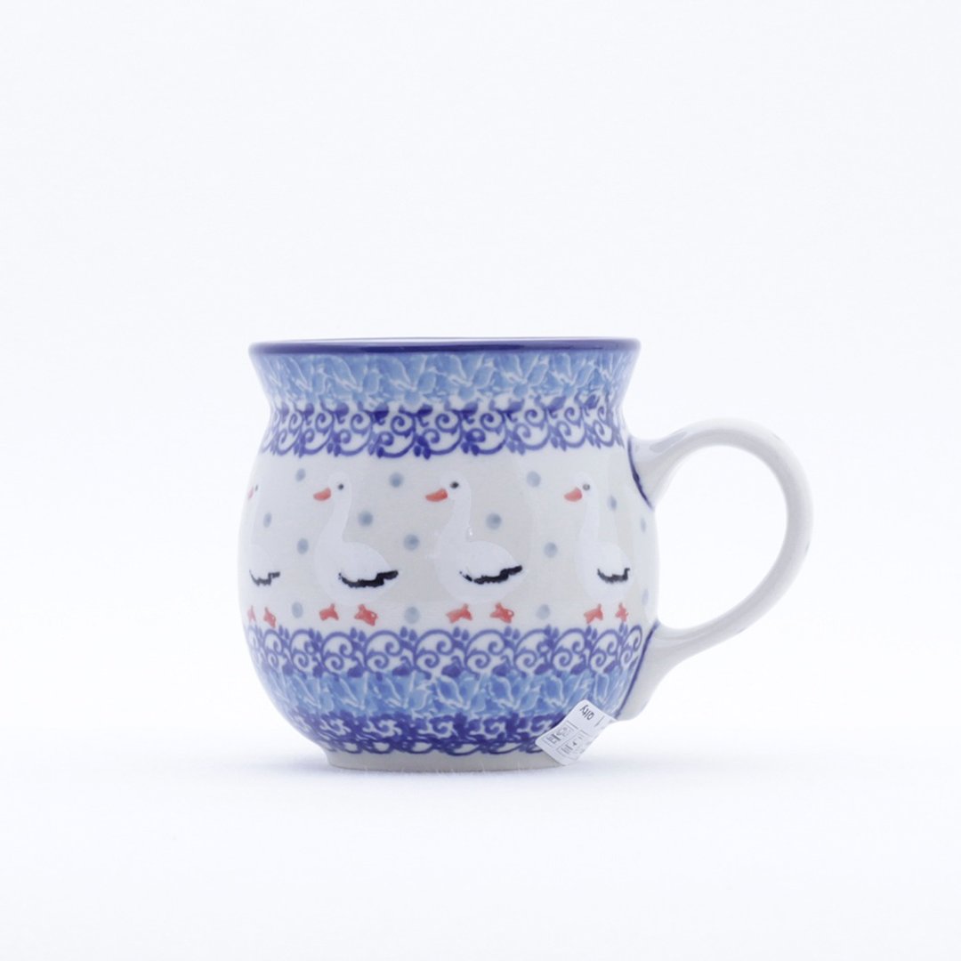 波兰陶 礼盒包装 胖胖杯 马克杯 -250ml-高 8cm-乡村风小白鹅 - 咖啡杯/马克杯 - 陶 蓝色