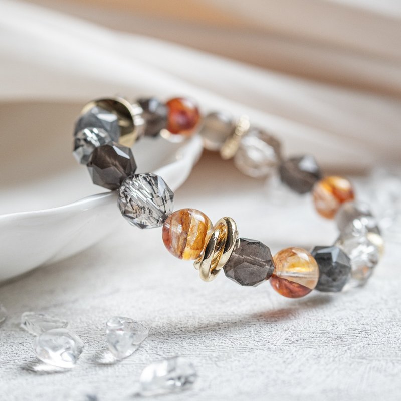Scarlett 天狼星陨石 铜发晶 锦鲤水晶 暮色系天然水晶 - 手链/手环 - 水晶 橘色