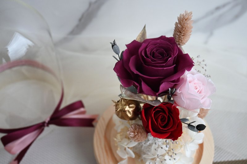 永生花钟罩花礼/送礼/居家装饰/乔迁贺礼/商业空间布置 - 干燥花/捧花 - 植物．花 红色