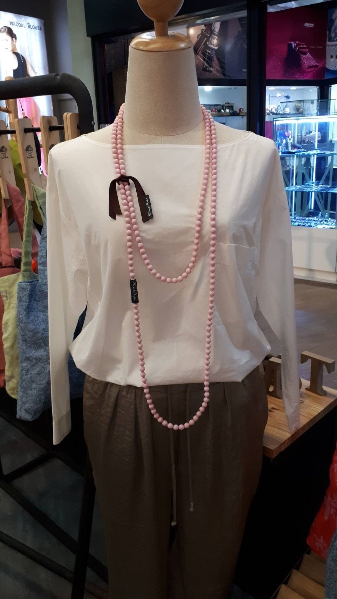 SILK BALL NACKLACE REGULAR BALL - 项链 - 丝．绢 粉红色
