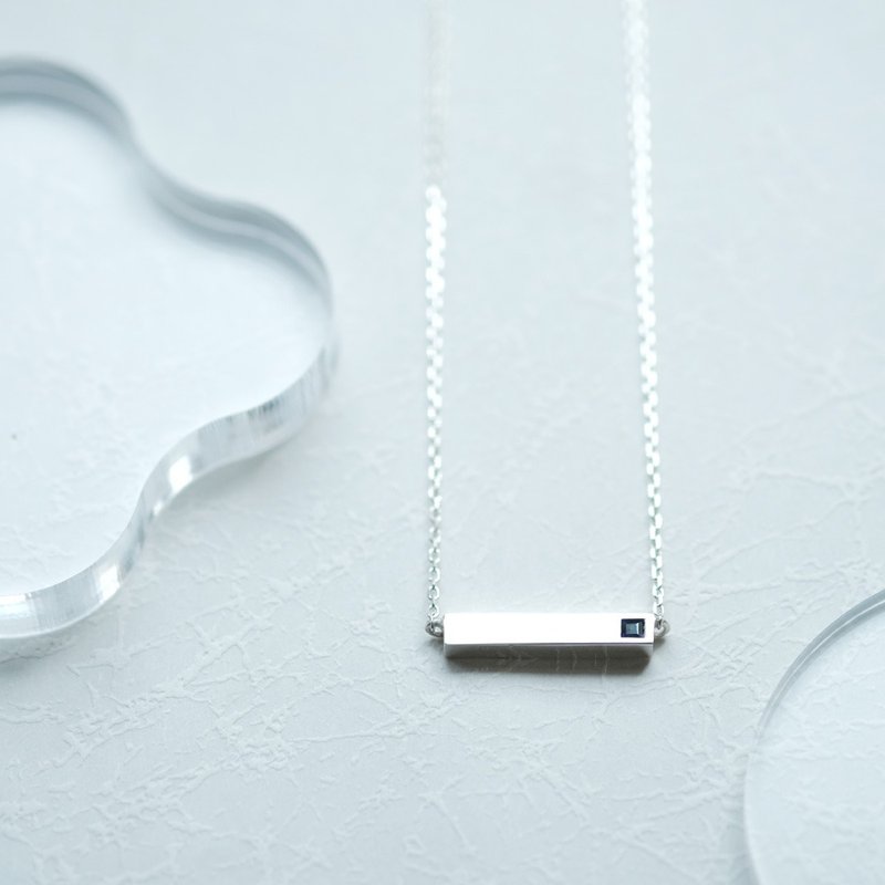 天然蓝宝石 长条 两点式项链 925纯银 - 项链 - 其他金属 蓝色