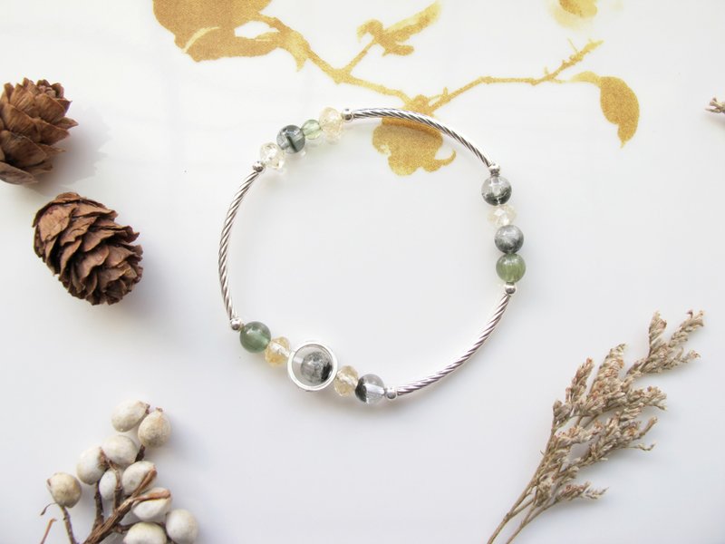 绿幽灵 绿磷灰 黄水晶 925银饰【旺旺来】招财 主事业运 正财 - 手链/手环 - 水晶 绿色