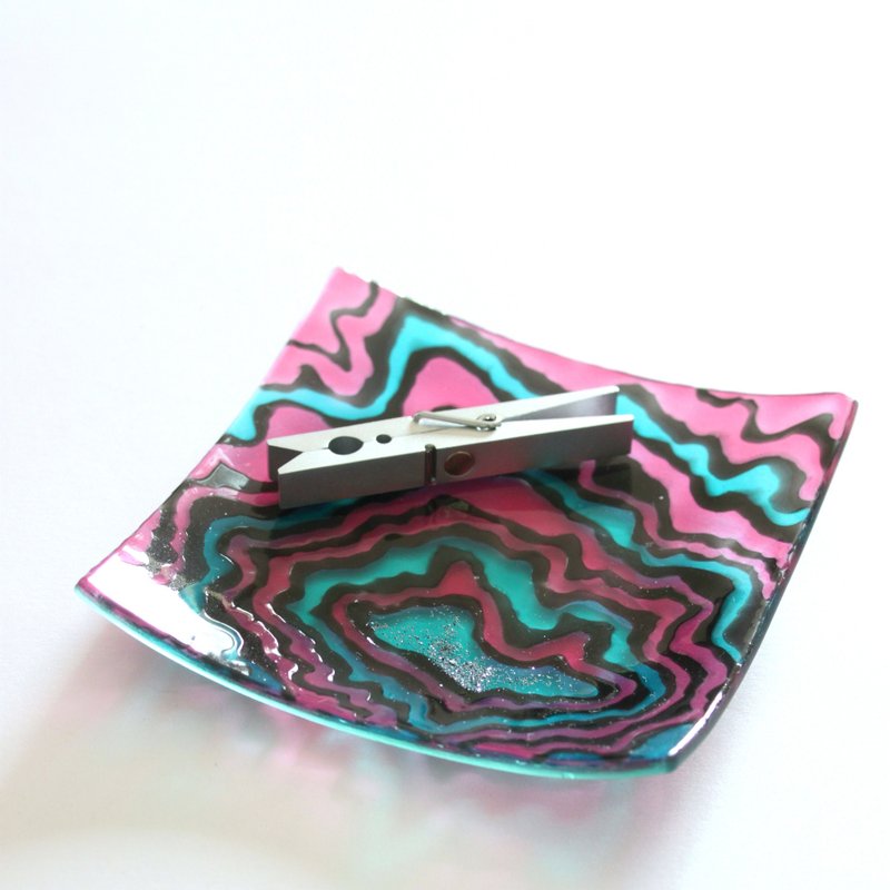 银河漫游│个性宇宙星空彩绘文具盘 - 摆饰 - 玻璃 多色