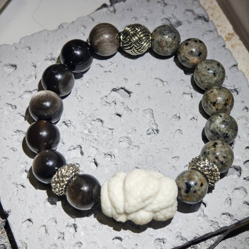 【Dream Crystal Art】宁静守护 - 白蛇手工雕件水晶设计款手串 - 手链/手环 - 半宝石 银色