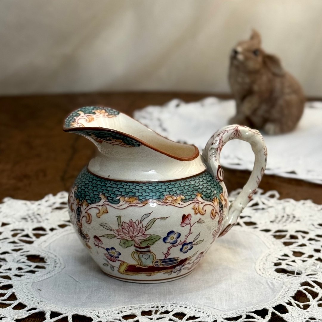 51293-法国 19 世纪 Sarreguemines 花卉纹手绘奶罐 Minton248 系列 - 茶具/茶杯 - 瓷 