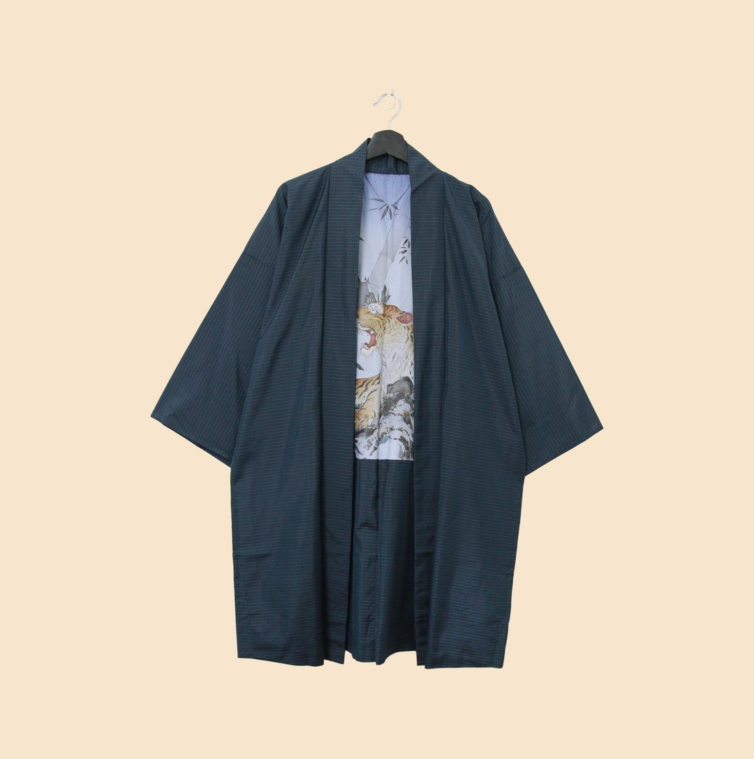 Back to Green-日本男款羽织 竹林 虎M-11/vintage kimono - 其他 - 丝．绢 