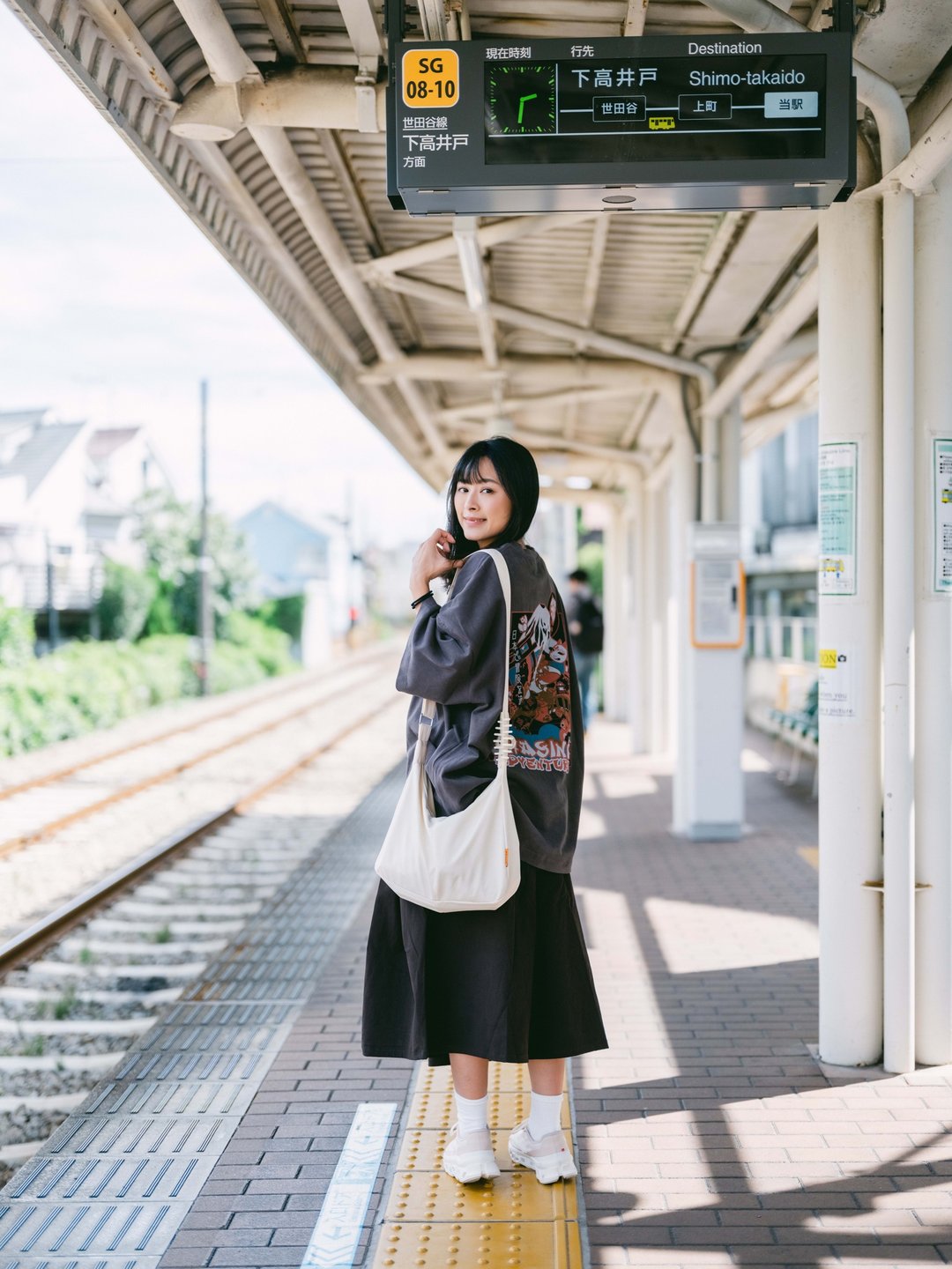 Mittsu Kumi - Print Tee (Oversize) - 中性连帽卫衣/T 恤 - 棉 灰色