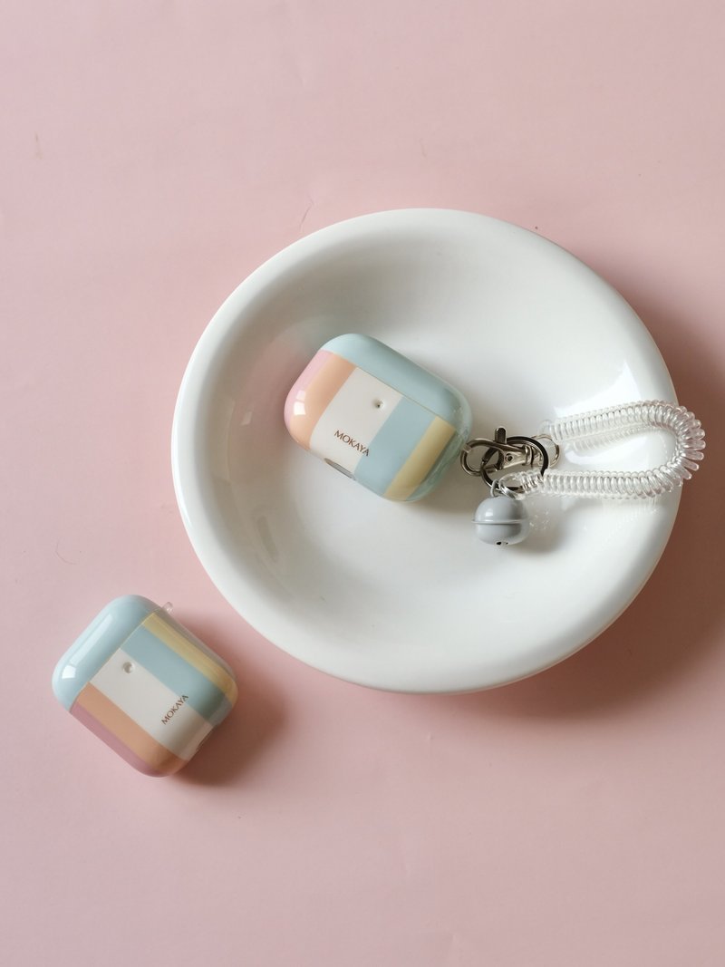 温柔的耳机壳  奶油条纹  莫蘭迪色系 AirPods 保護殼 软壳 - 耳机收纳 - 塑料 多色