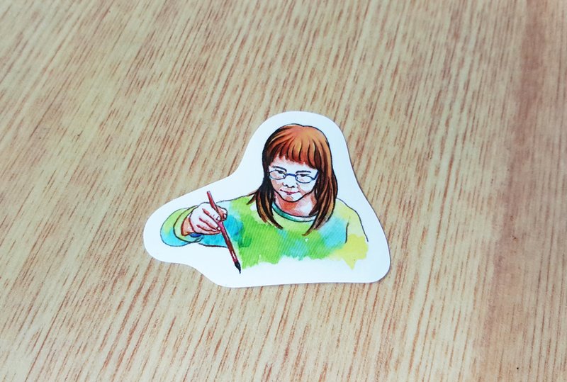 Bonnie 水彩手绘 渲染贴纸《热写女孩》 - 贴纸 - 防水材质 多色