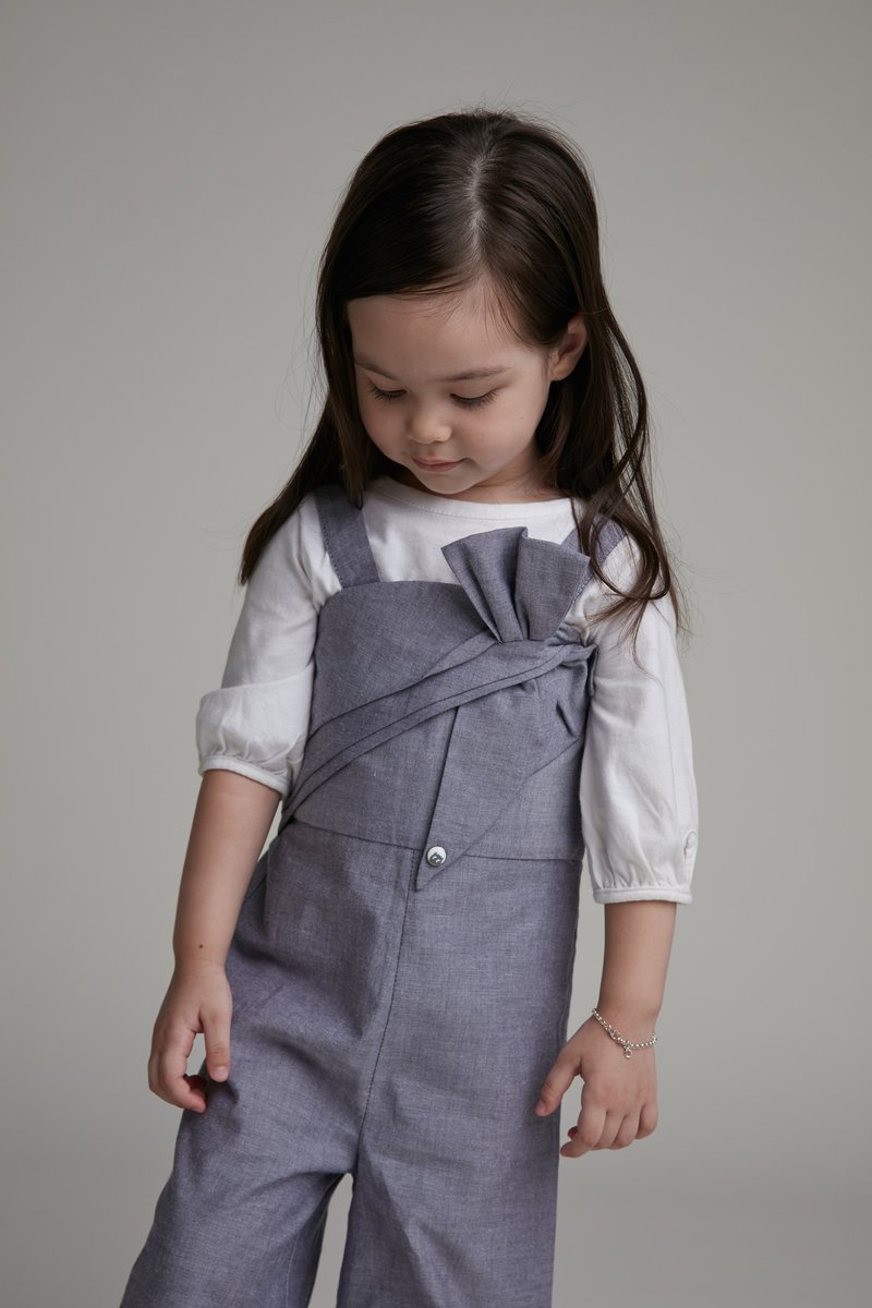 时尚大蝴蝶结宽版吊带裤 - 其他 - 棉．麻 蓝色