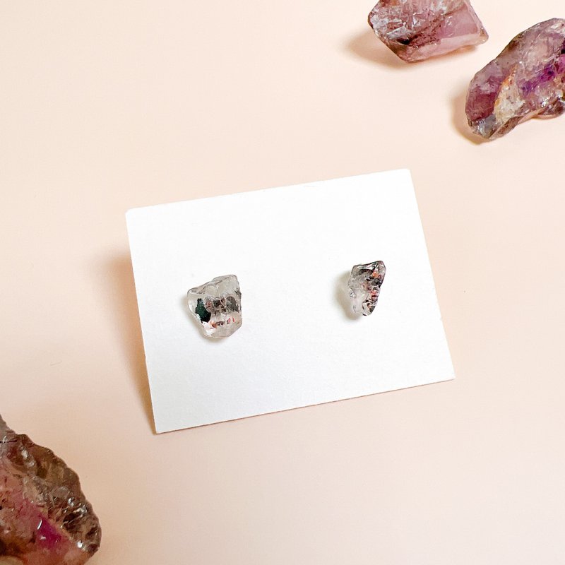 超高频率水晶 超七耳环 天然石 水晶耳环 饰品 - 耳环/耳夹 - 水晶 多色