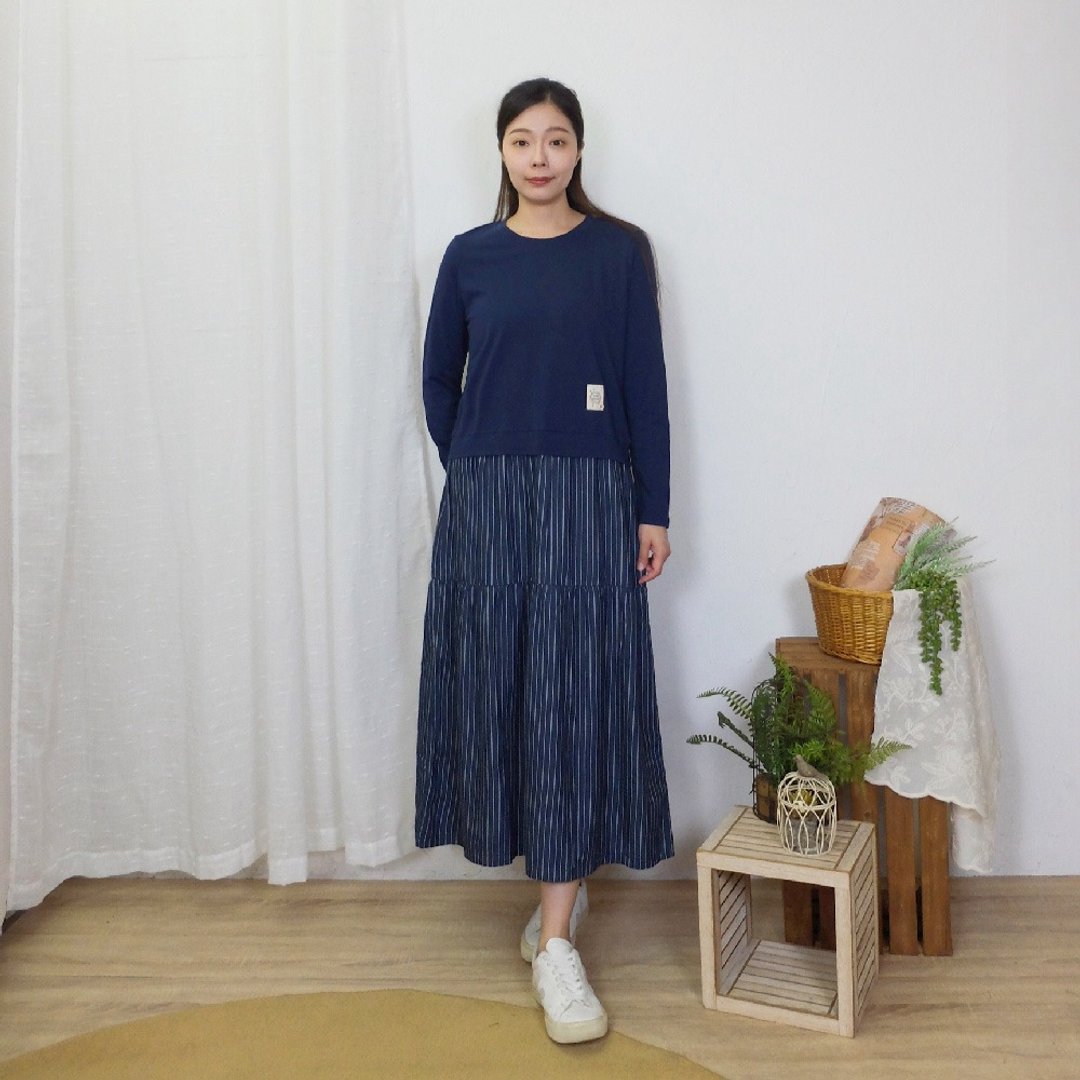 Hana Mokuba 面料拼接层次休闲洋装 - 洋装/连衣裙 - 棉 