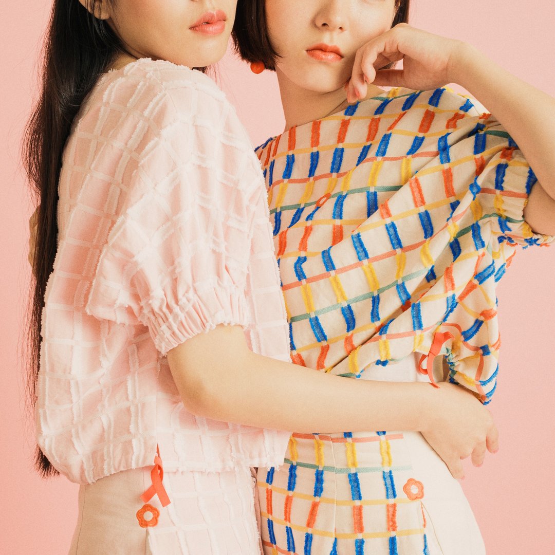 Flower Bed Top (PINK) - 女装上衣 - 棉 粉红色