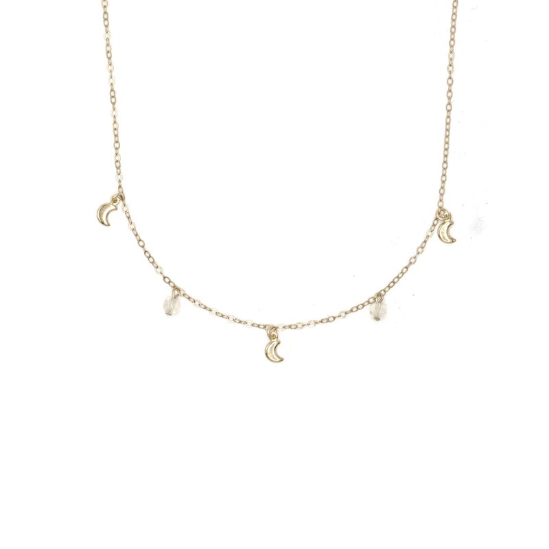 月亮石弯月Choker项链 - 14K注金 - 项圈 - 短项链 - 项链 - 其他金属 金色