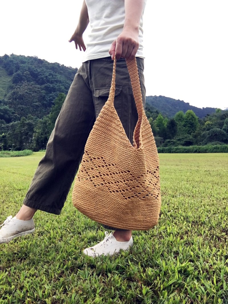 菱纹 镂空 草编 肩背包 - 侧背包/斜挎包 - 其他材质 