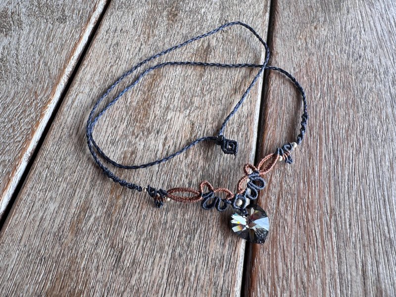 230260 Macrame Swarovski 编织 颈链 - 项链 - 半宝石 黑色
