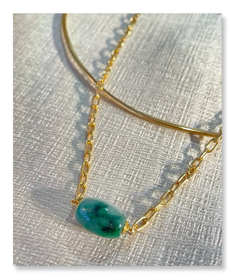 Twins 绿翡翠choker 颈链 - 项链 - 玉石 