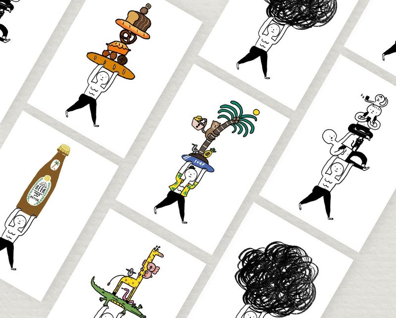 Postcard set "Be bear boy " - 卡片/明信片 - 纸 白色