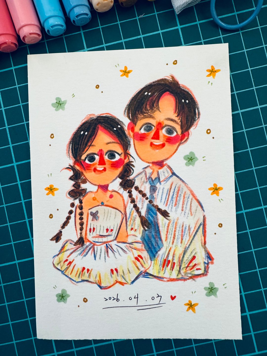 手绘【定制插画】绘本风格 / 似颜绘 / 实体卡 - 订制画像 - 纸 