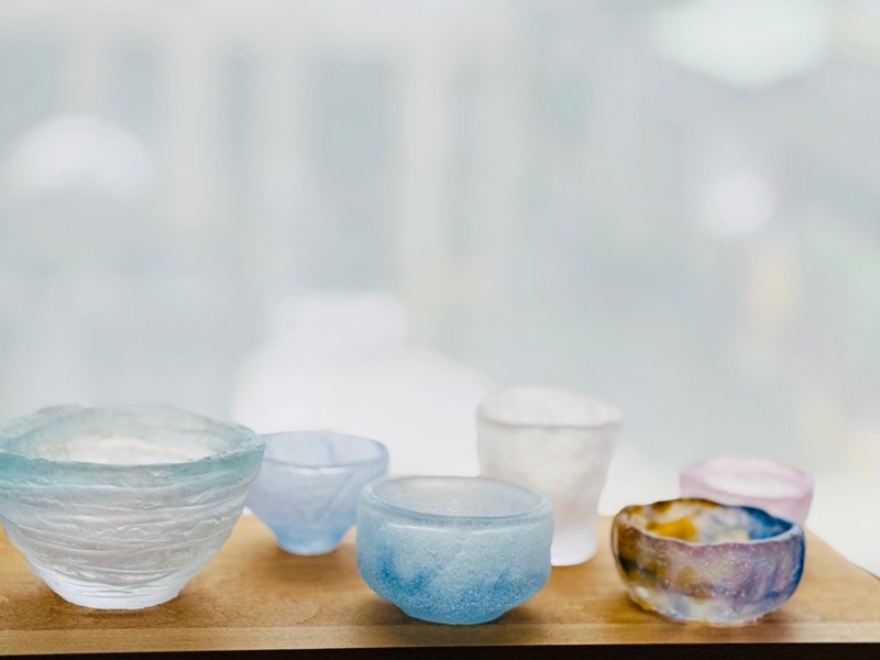 粉烧玻璃铸造玻璃-小水杯清酒杯 - 茶具/茶杯 - 玻璃 