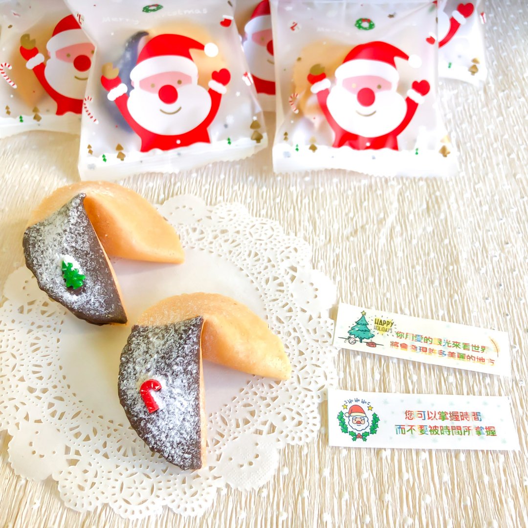 定制化礼物交换礼物幸运签饼圣诞雪花黑巧克力散水饼50入 - 手工饼干 - 新鲜食材 黑色