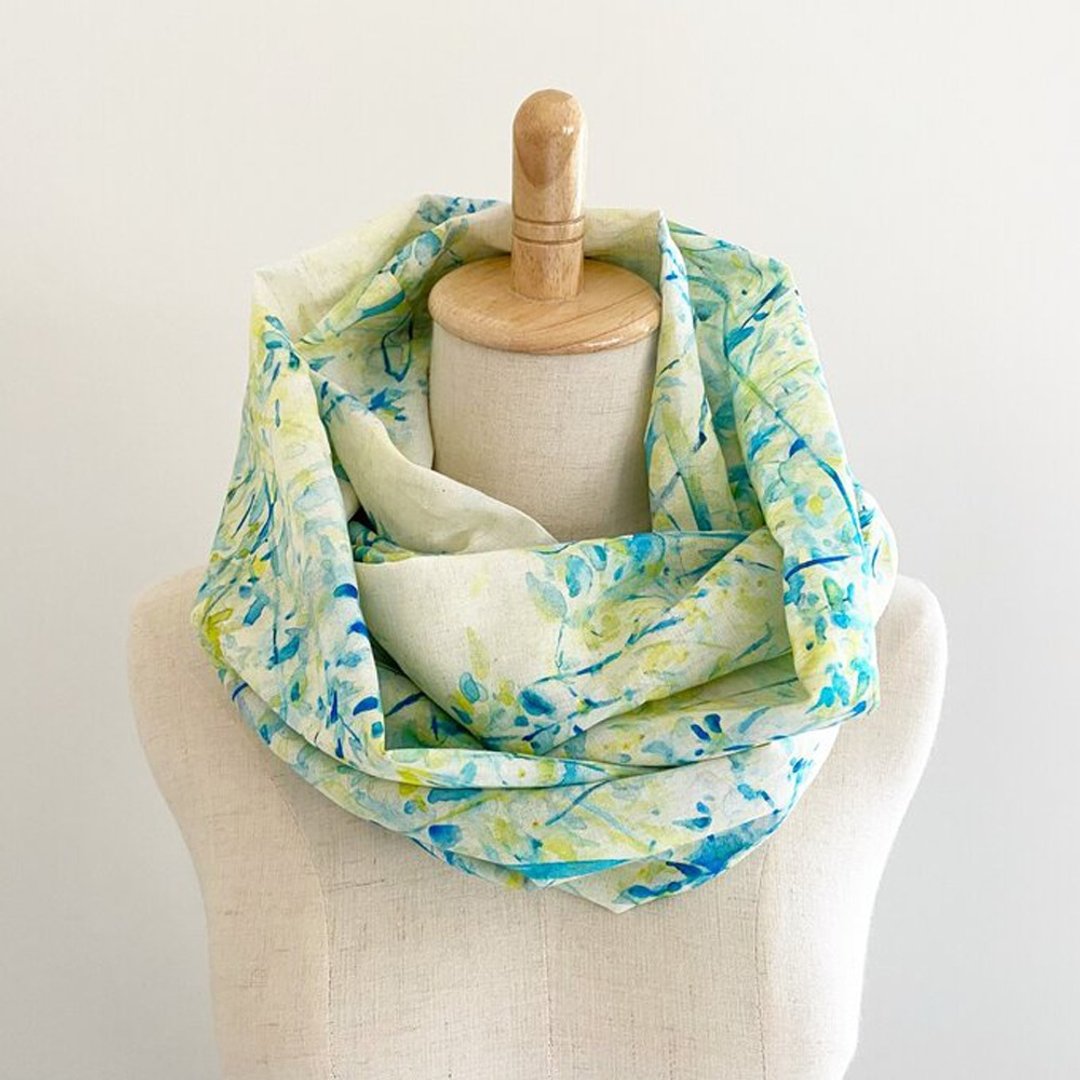 Watercolor design spring snood nature motif flower lover light water cotton linen cotton Linen - 围巾/披肩 - 棉．麻 多色