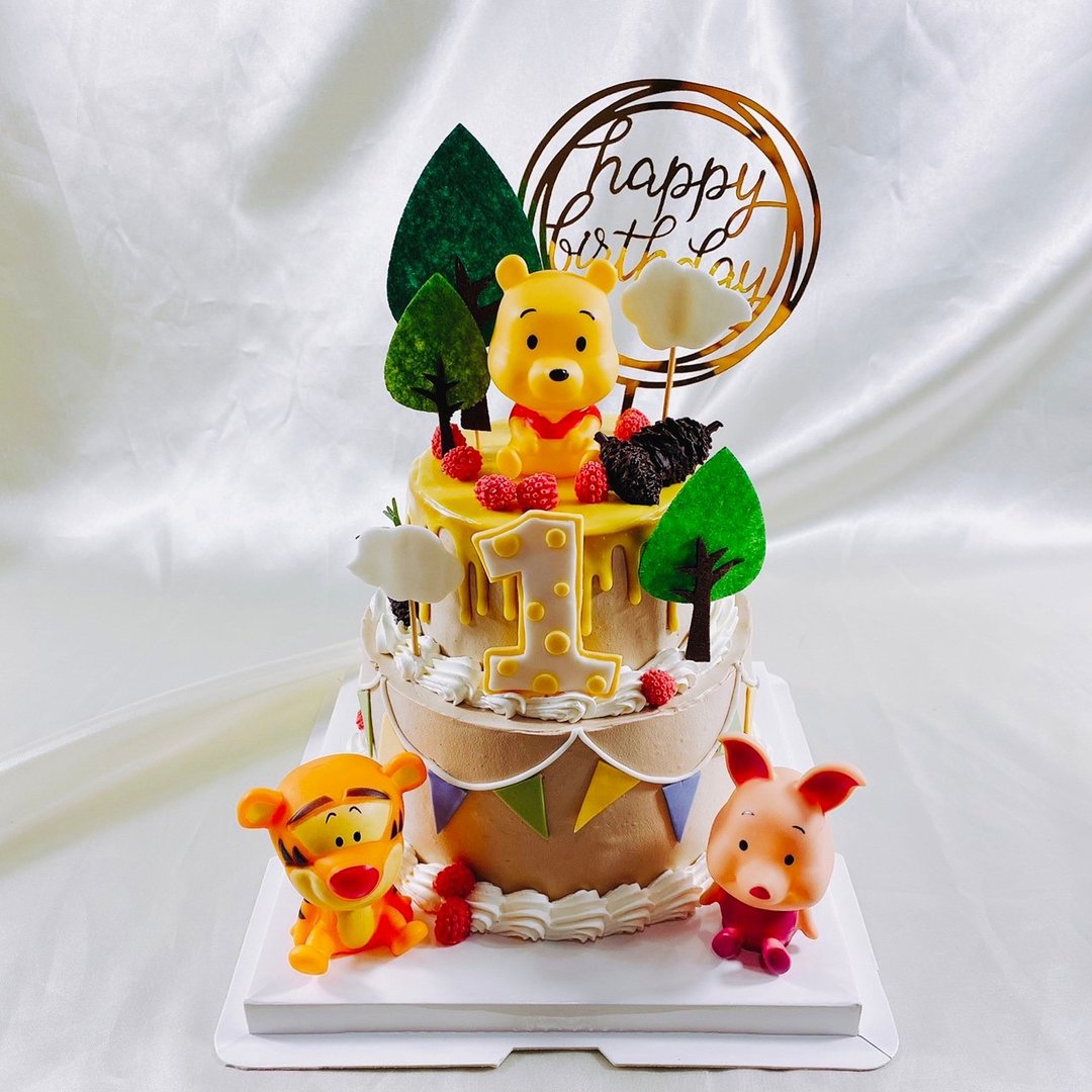 维尼庆生 生日蛋糕 造型 定制 卡通 翻糖 满周岁 4+6寸 面交 - 蛋糕/甜点 - 新鲜食材 橘色