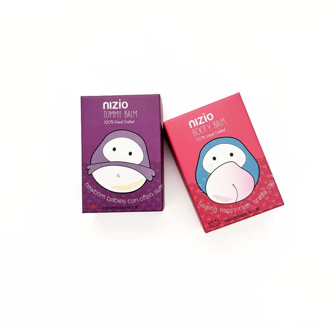 nizio【英国威尔斯】肚肚膏 + 屁屁膏 -阿福盒装 2 件组 - 满月礼盒 - 精油 
