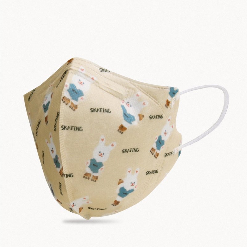 一心一罩 成人小脸3D医用口罩 - 花式溜冰兔(10入/袋) - 口罩 - 聚酯纤维 黄色