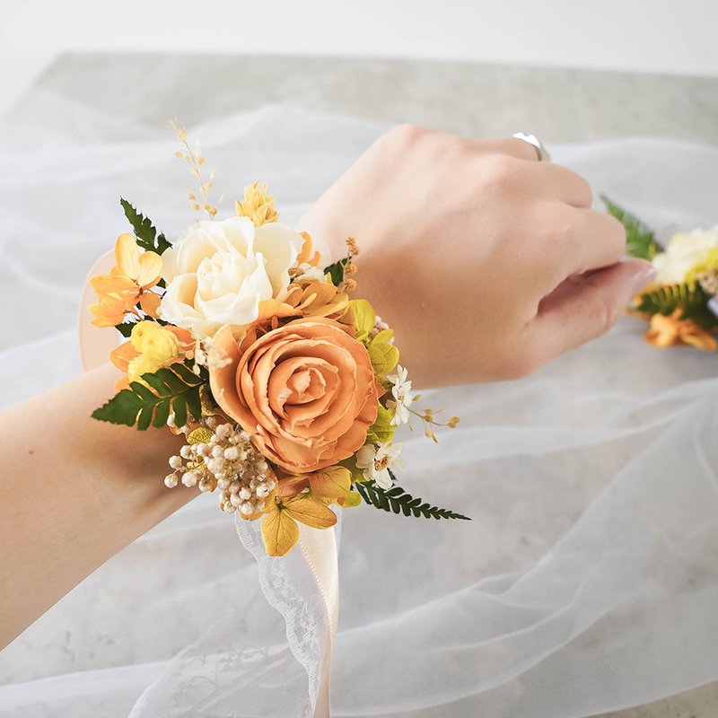 【竒花】温暖活力手腕花 永生手腕花 不凋花 伴娘礼 - 干燥花/捧花 - 植物．花 