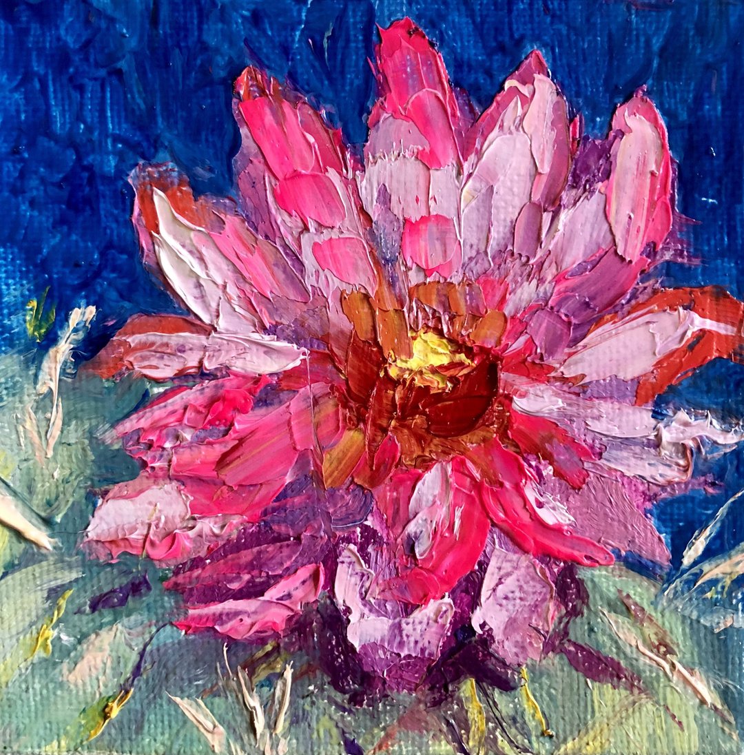 Cactus Flower, Miniature Painting, Framed Art Work, Variegated Cactus - 海报/装饰画/版画 - 棉 