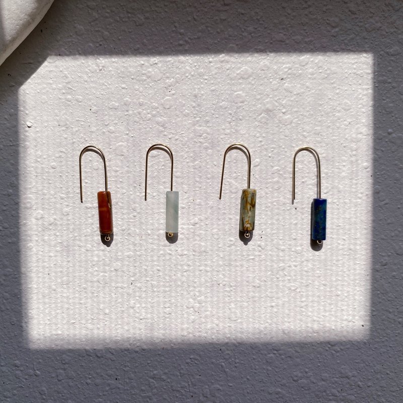 矿石与线条的对话 - 耳环/耳夹 - 水晶 白色