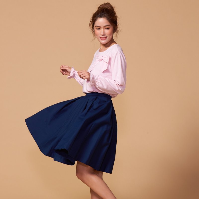 有机棉长袖上衣/甜心蝴蝶结/粉红色(女/woman) - 女装上衣 - 棉．麻 粉红色