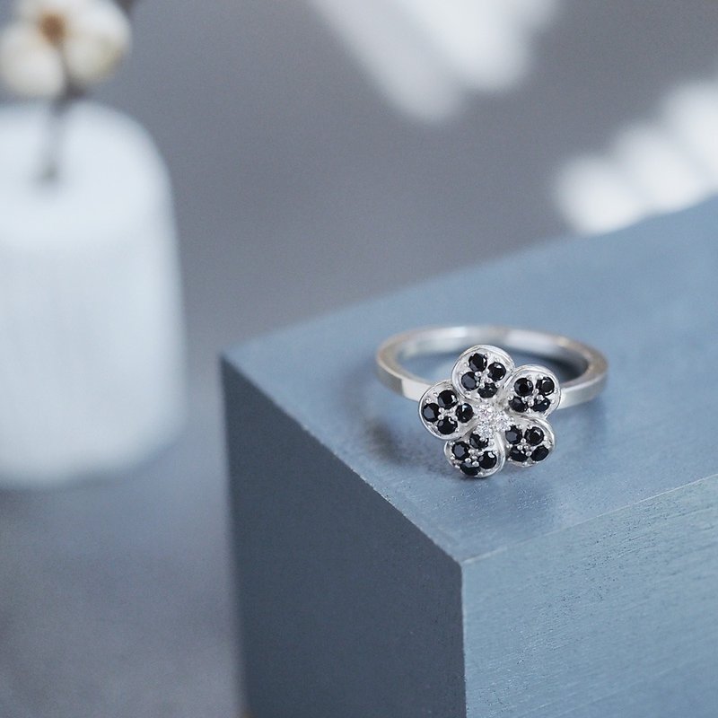 Black cherry ring Silver 925 - 戒指 - 其他金属 黑色