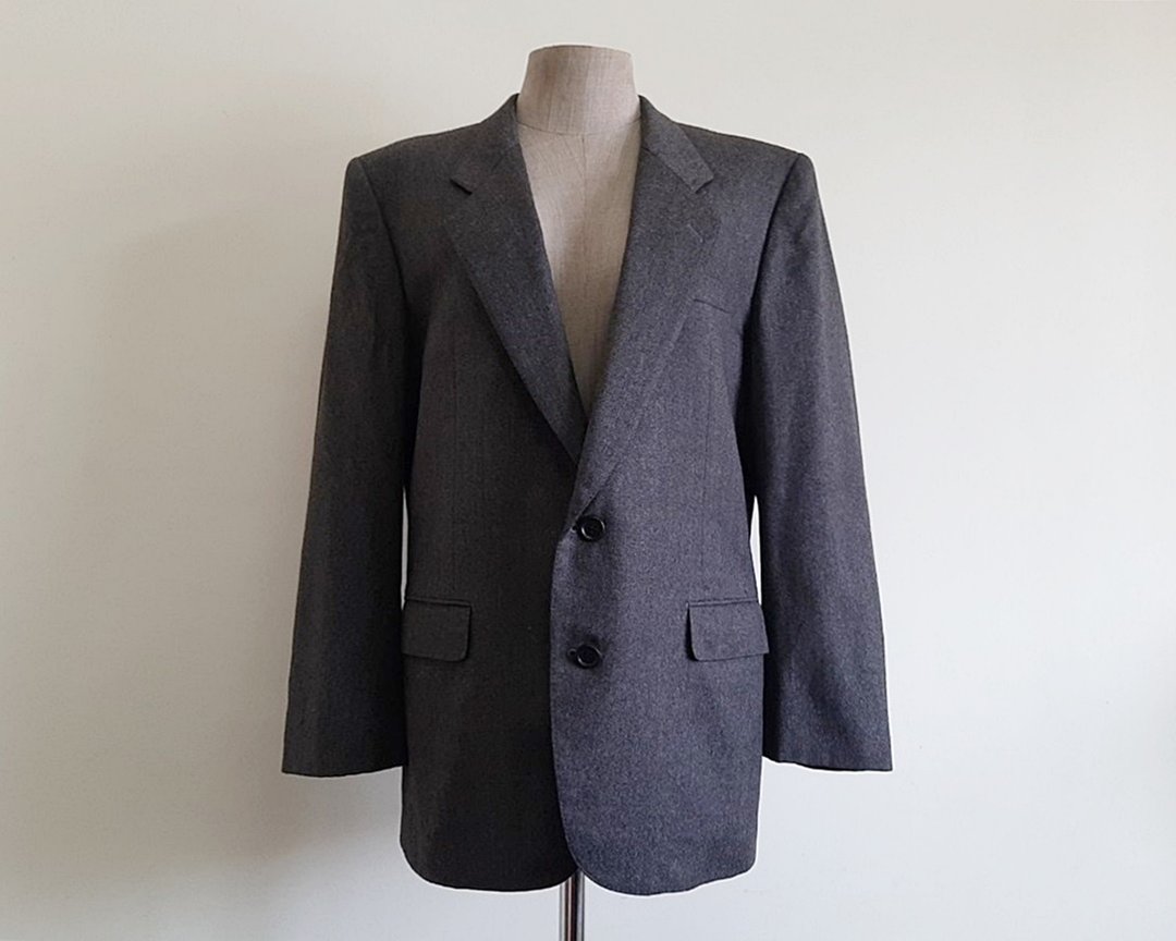 复古 Lanvin 炭灰色羊毛西装外套 订制运动夹克 M 号 - 女装西装外套/风衣 - 其他材质 灰色